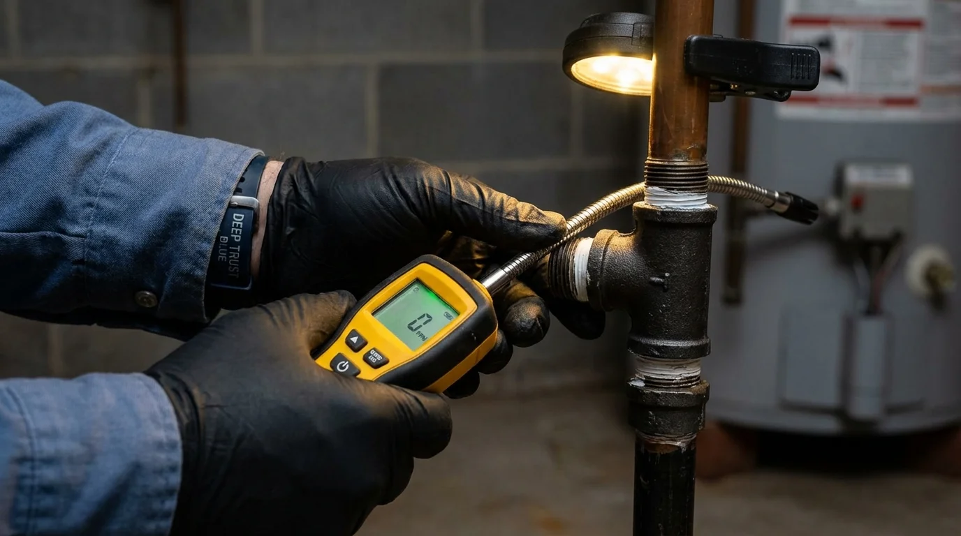 Gas leak detection with electronic sniffer by Johns Plumbing LLC in Carlton