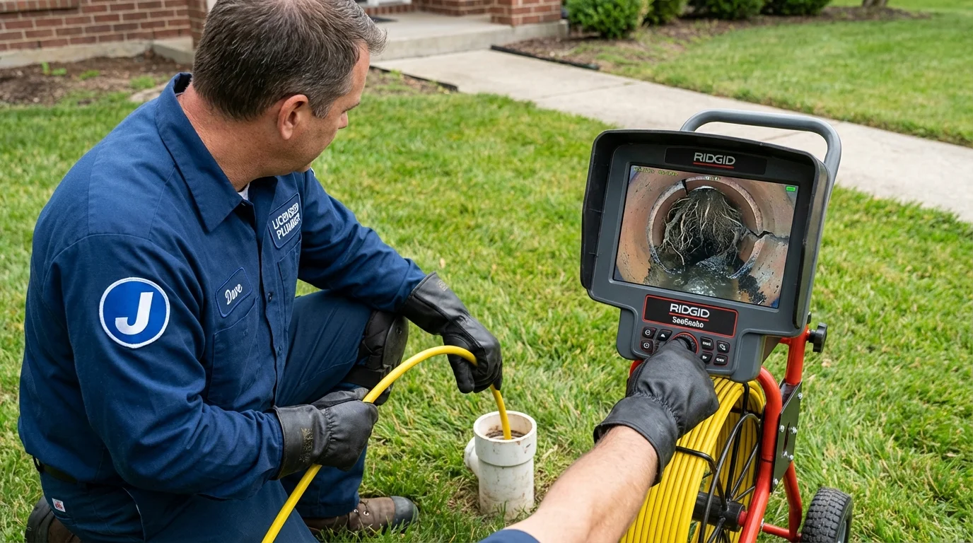 Sewer camera inspection being performed by Johns Plumbing LLC in Carlton
